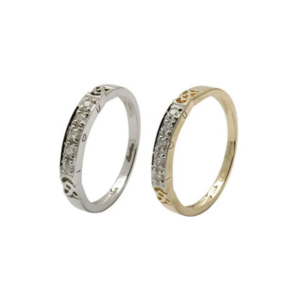 Ladies Narrow 14K Diamond &amp; Trinity Knot Wedding Ring