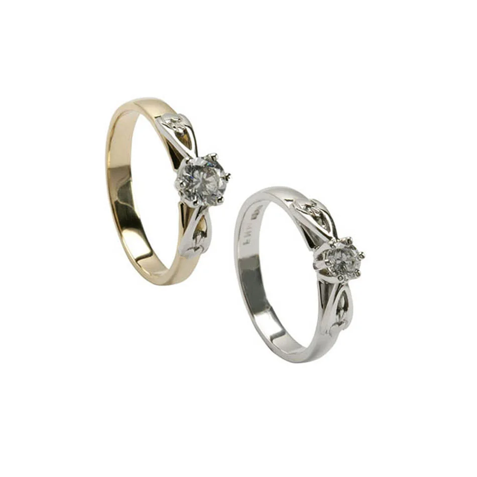 Claddagh Solitaire Engagement Ring Brilliant Cut Diamond