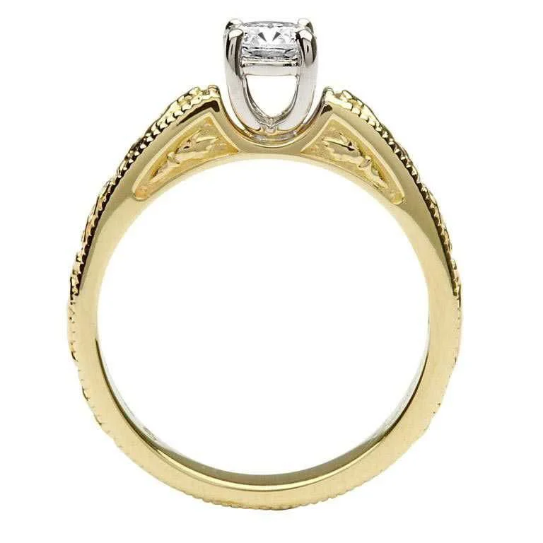 Vintage Style Trinity Knot Engagement Ring Round Brilliant Diamond Side View