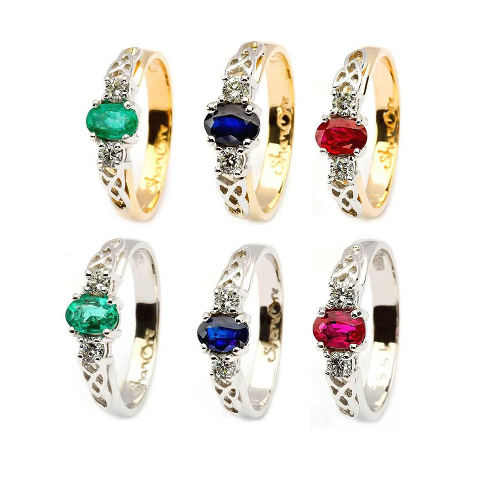 Oval Gem Set Trinity Knot Engagement Ring
