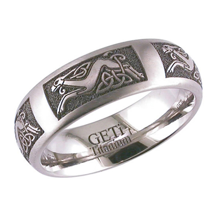 Celtic Hound &amp; Trinity Knot Wedding Ring