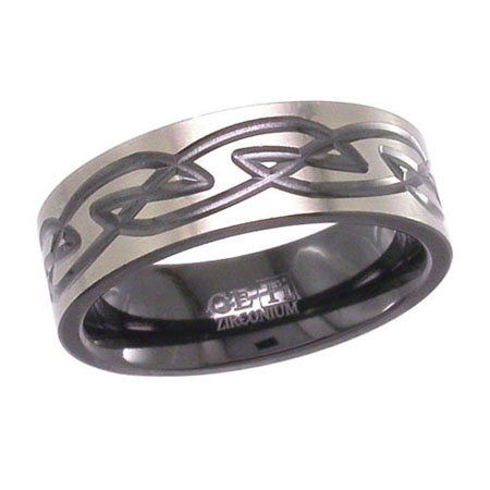 Celtic Knot Wedding Ring in Zirconium