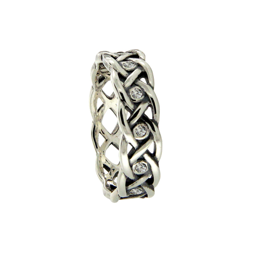 Celtic Knot Wedding Ring with Bezel Set CZs