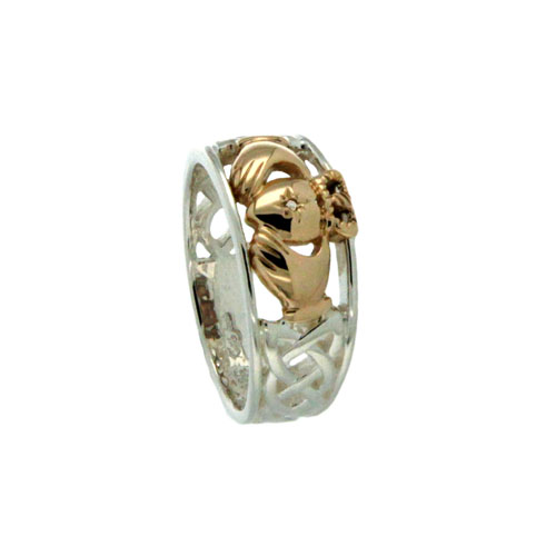 Sterling Silver &amp; 10K Claddagh Wedding Ring