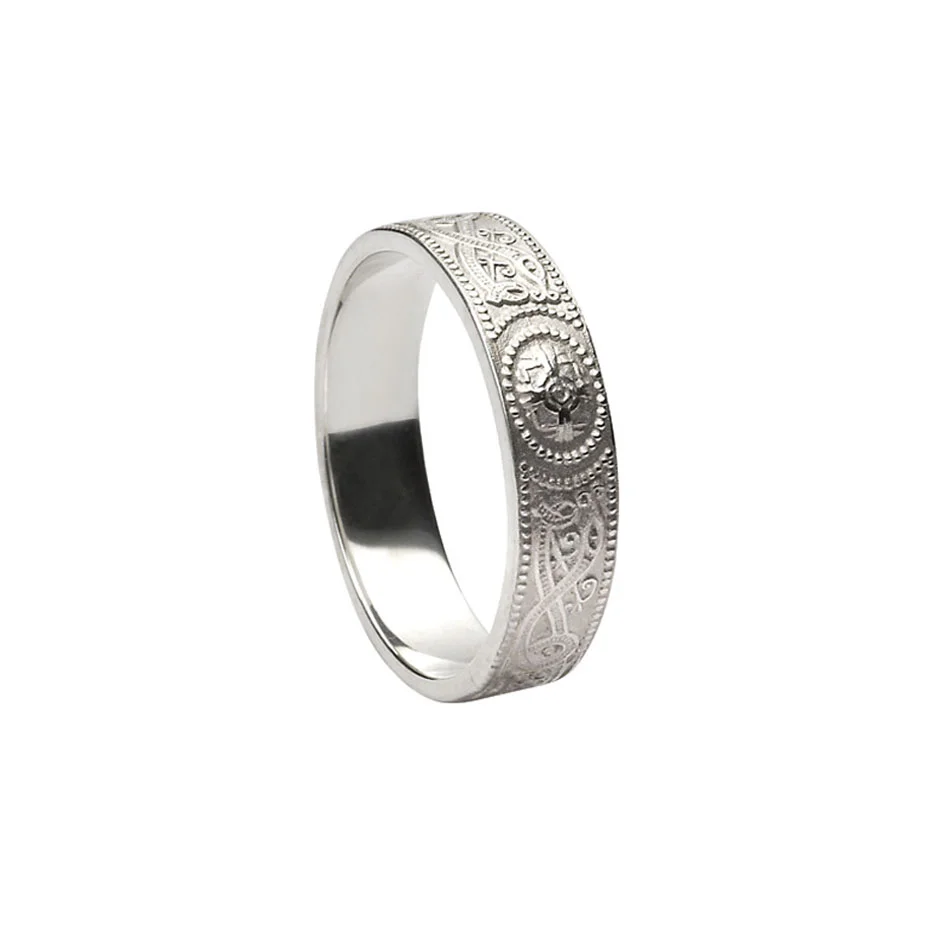 Sterling Silver 4.5 mm Celtic Warrior Shield Wedding Ring