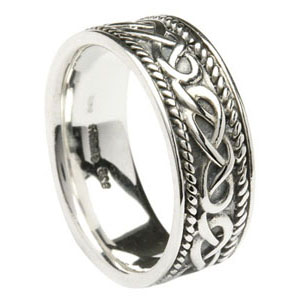 Supplied in Free Gift Box/Gift Bag 925 Sterling Silver MENS Irish Open Celtic Knot Wedding Band Ring Sizes R-Z Available 7MM Wide Irish Celtic Jewellery 