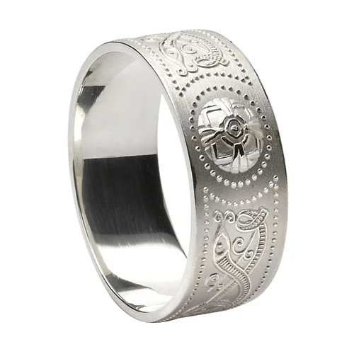 Wide Celtic Warrior Shield Wedding Ring