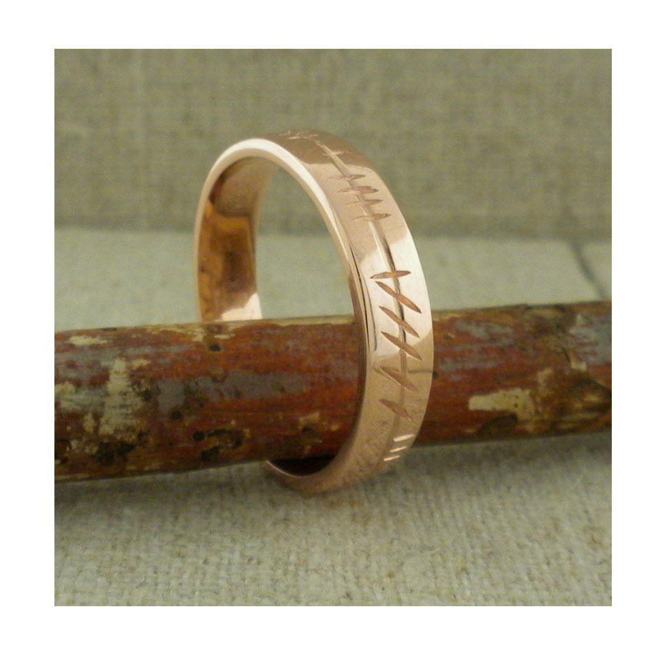 Men's Custom Rose Gold Ogham Wedding Ring