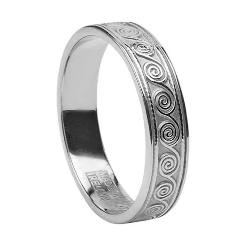White Gold Ladies Celtic Spiral Wedding Ring