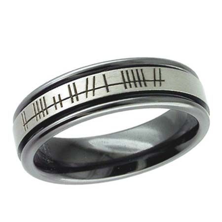 Relieved Black Custom Ogham Wedding Ring