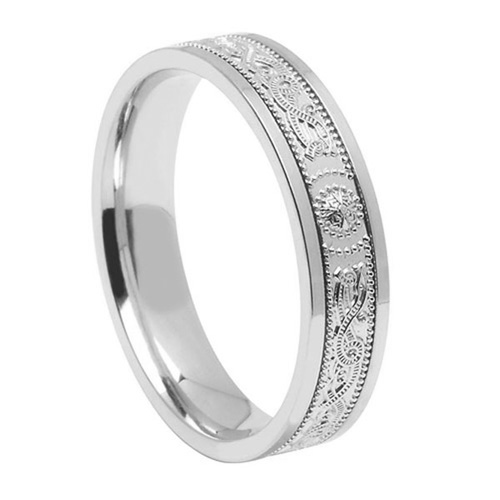 Narrow Celtic Warrior Shield Wedding Ring with Trim - Comfort — Unique ...