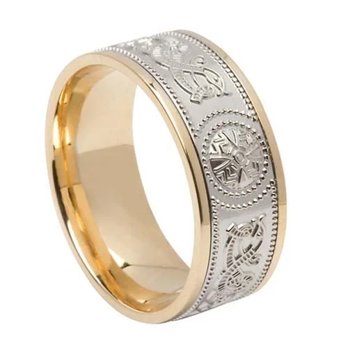 Men's Wide Celtic Warrior Shield Wedding Ring