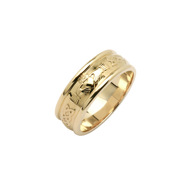 Men's Wide Corrib Claddagh Wedding Ring — Unique Celtic Wedding Rings