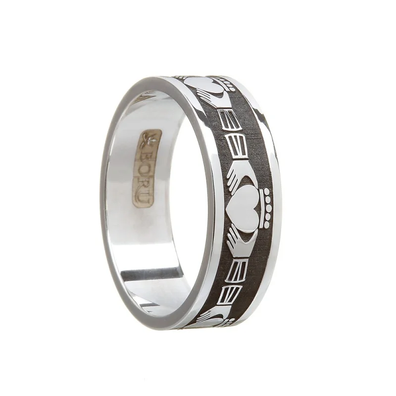 Men's Claddagh Wedding Ring Sterling Silver