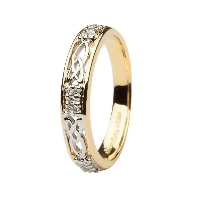 Ladies 14K Cluster Diamond & Trinity Knot Wedding Ring