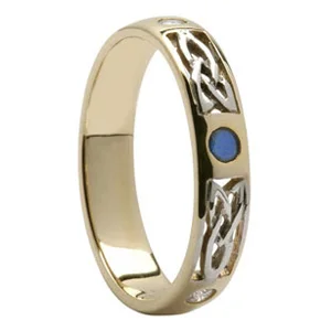 Ladies 14K Diamond & Sapphire Trinity Knot Wedding Ring
