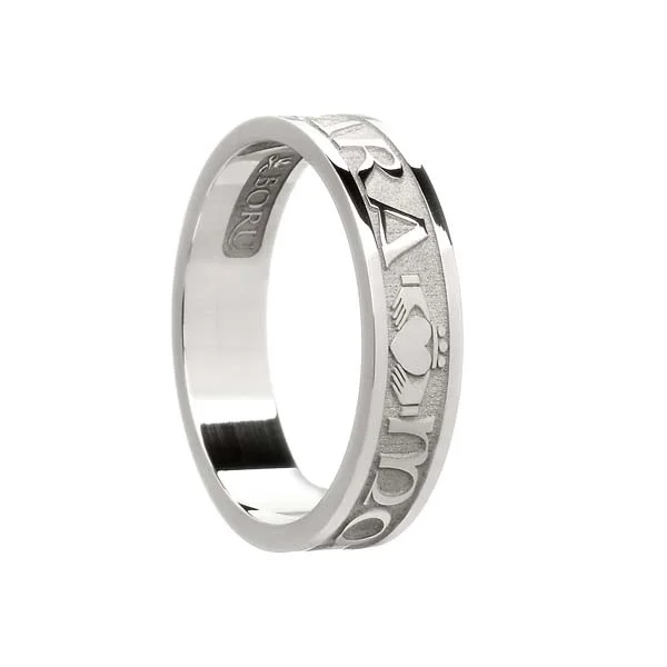Ladies Mo Anam Cara Wedding Ring White Gold