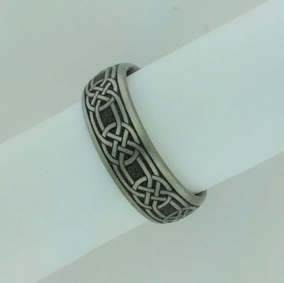 Domed Titanium Celtic Eternity Knot Wedding Ring