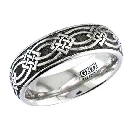 Domed Titanium Celtic Knot Wedding Ring
