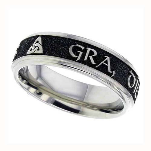 Gaelic Love, Loyalty, Friendship Wedding Ring in Titanium