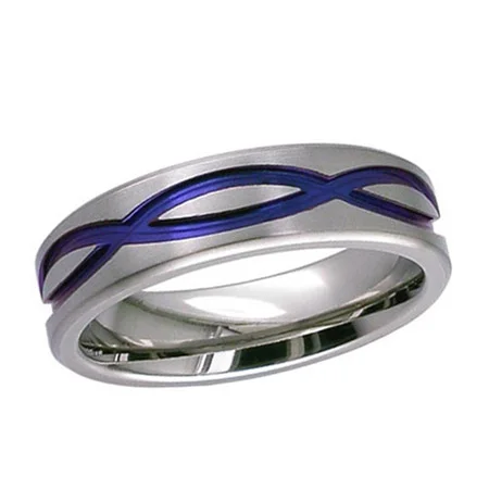 Blue Anodized Celtic Infinity Knot Wedding Ring in Zirconium