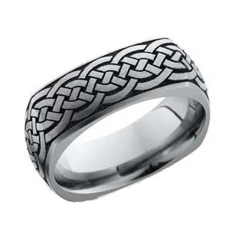 Square Celtic Knot Wedding Ring in Titanium