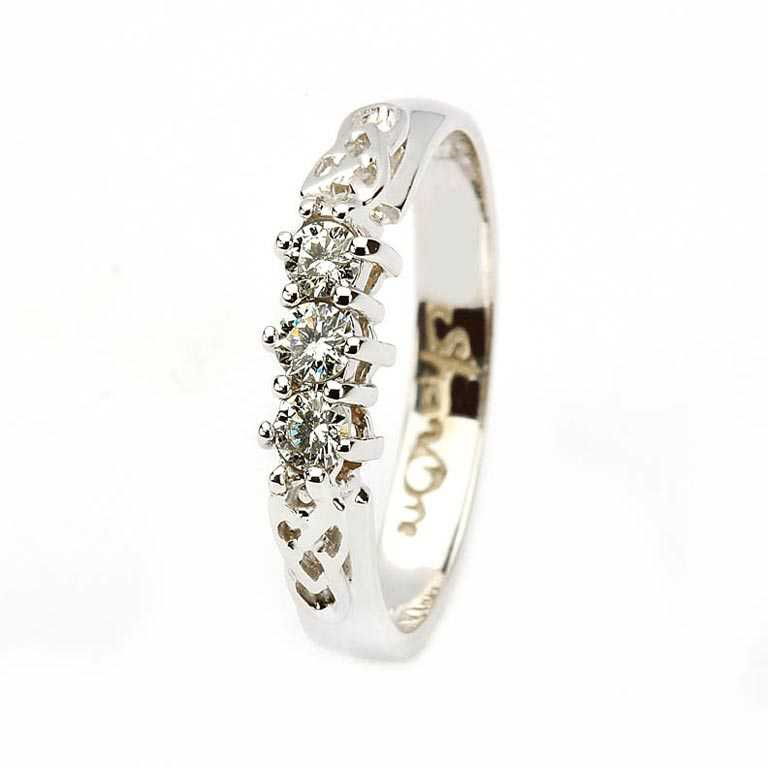 14k White Gold 1 Carat Round 3 Stone Natural Diamond & Diamond Engagement  Rings | Gabriel & Co