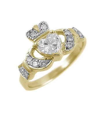 Diamond Claddagh Ring made in Ireland