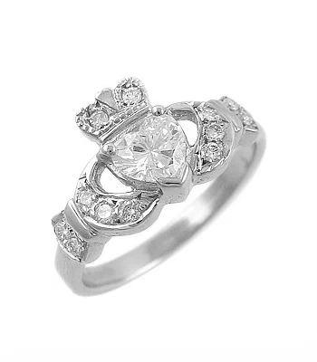 Diamond Claddagh Ring made in Ireland