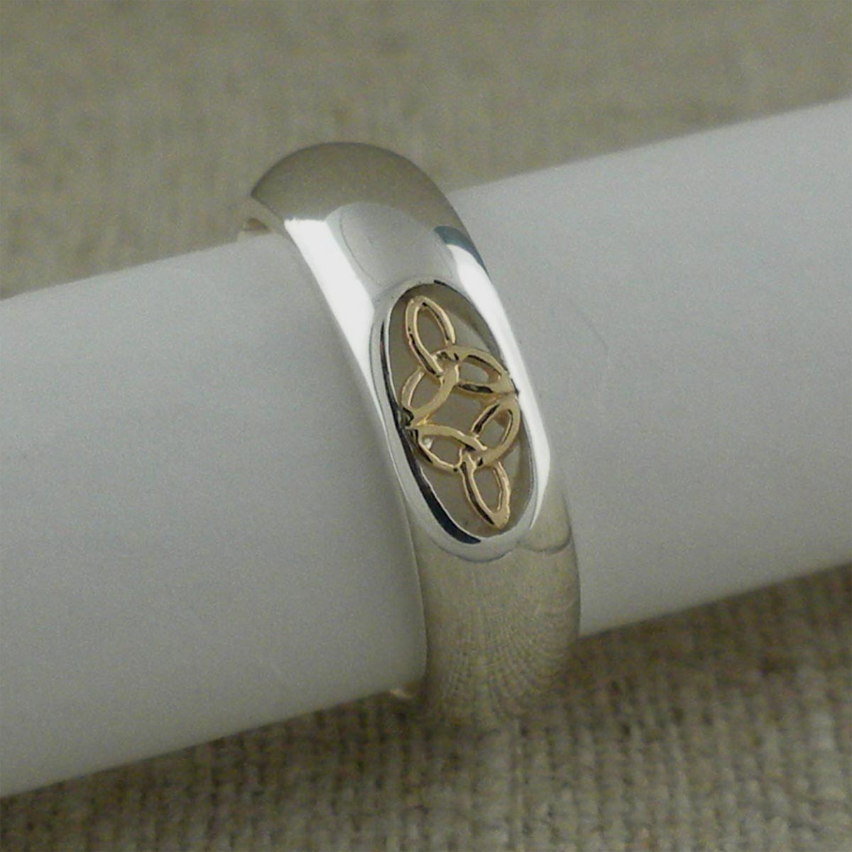 Sterling Silver &amp; 10K Trinity Knot Wedding Ring