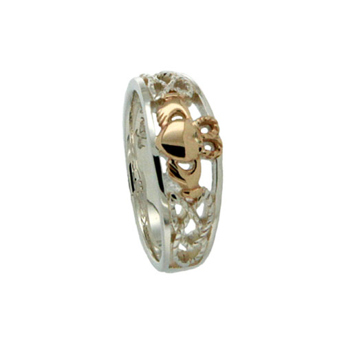 sterling silver and 10K Claddagh and Celtic Knot Ring