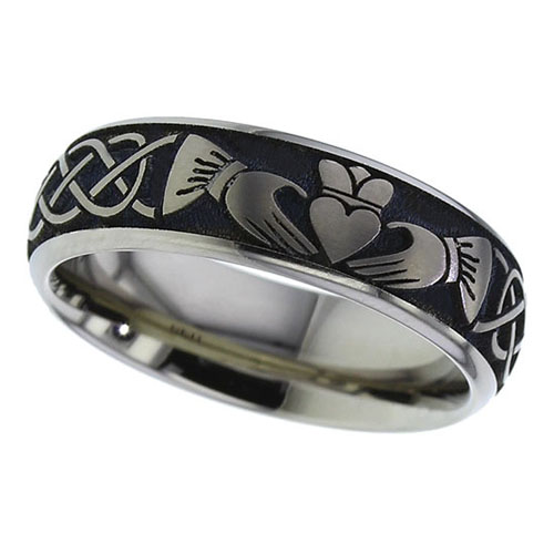 Domed Claddagh Ring in Titanium