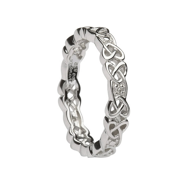 Ladies Silver Celtic Knot Wedding Ring with Diamonds