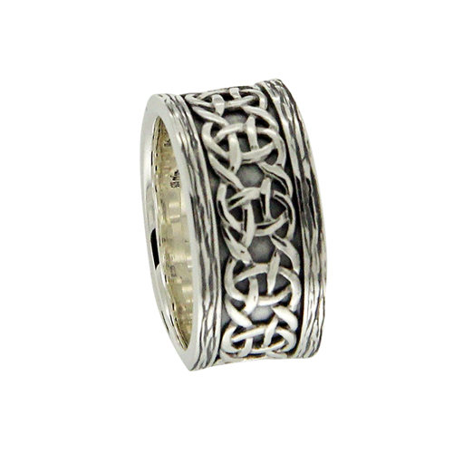 Sterling Silver Celtic Scavaig Wedding Ring with Bark Edges