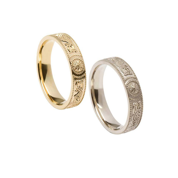 Ladies Comfort Fit 4 mm Celtic Warrior Shield Wedding Ring
