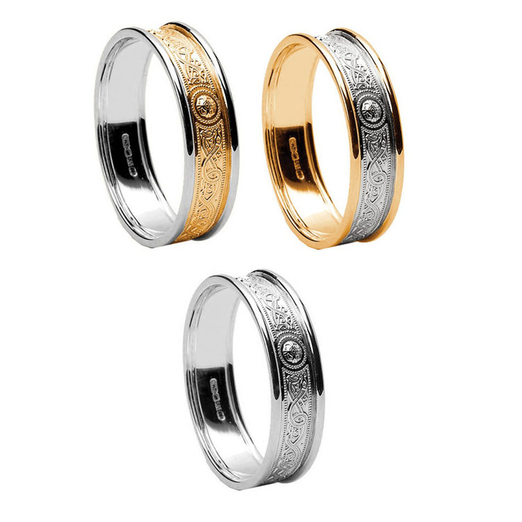 7 mm Celtic Warrior Shield Wedding Ring with Trim