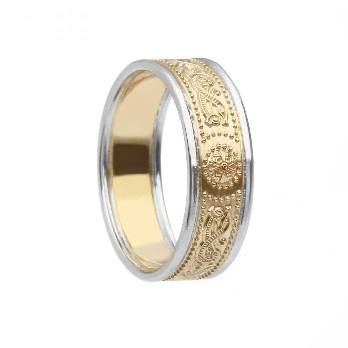 6.9 mm Celtic Warrior Shield Wedding Ring with Trim