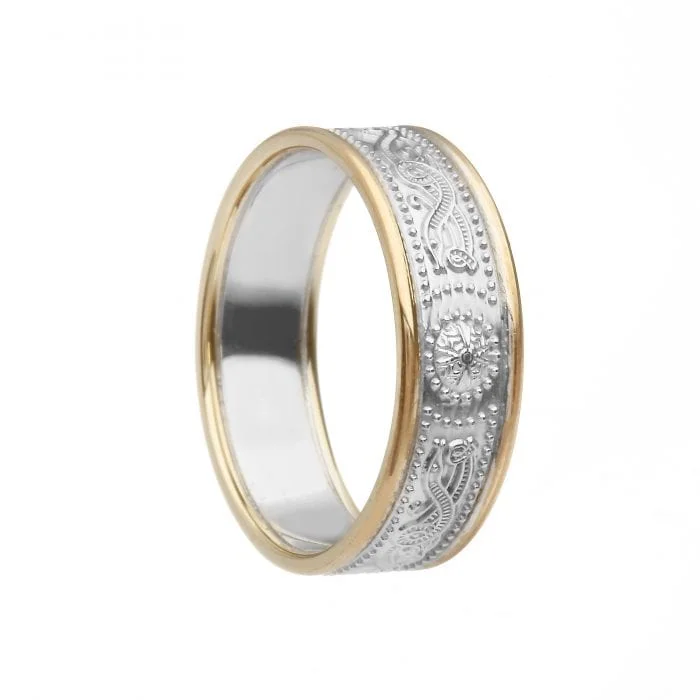 6.9 mm Celtic Warrior Shield Wedding Ring with Trim