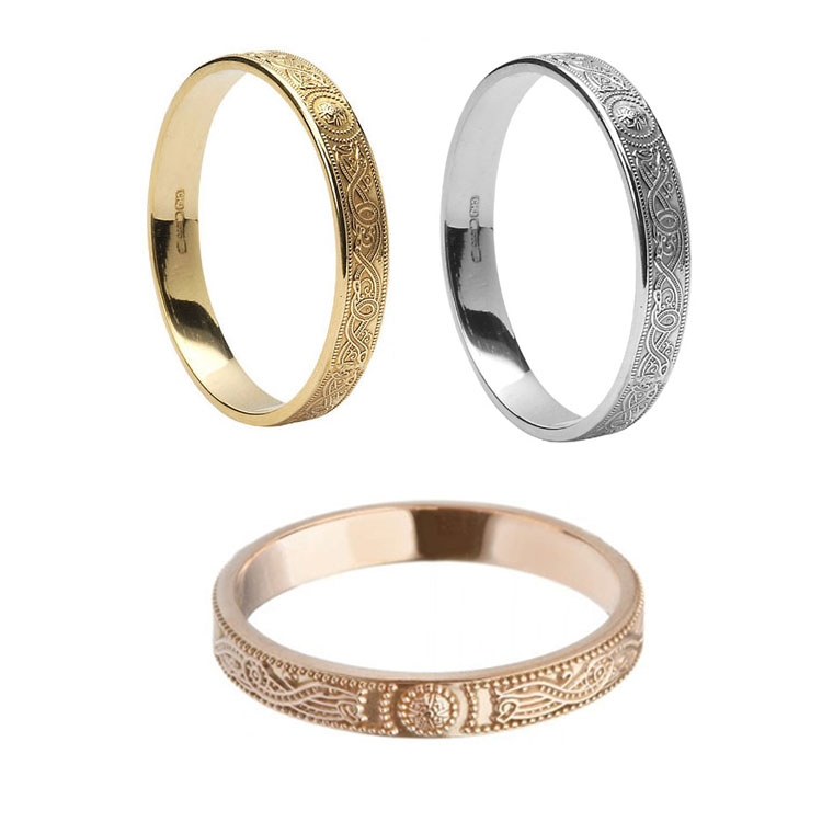 Ladies Narrow Celtic Warrior Shield Wedding Ring