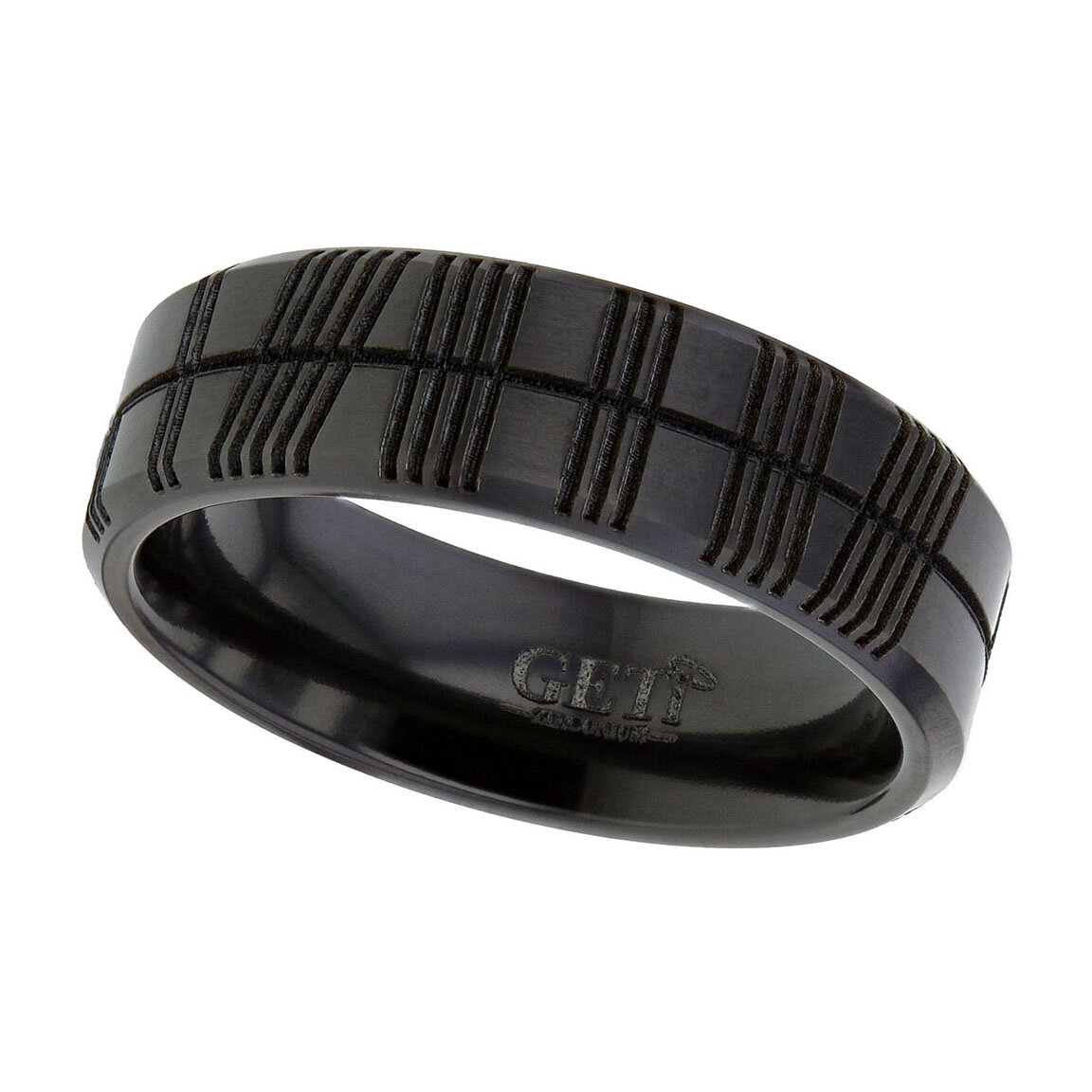 Flat Profile Custom Black Ogham Wedding Ring