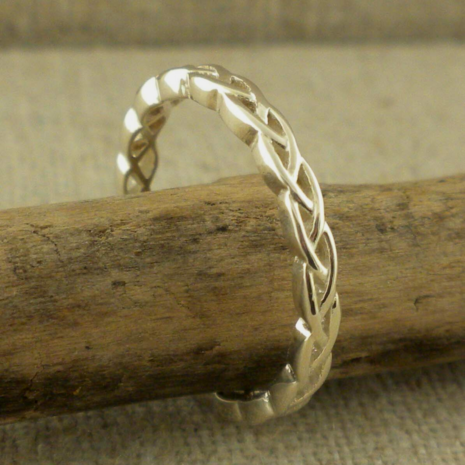 Narrow Sterling Silver Celtic Weave Wedding Ring