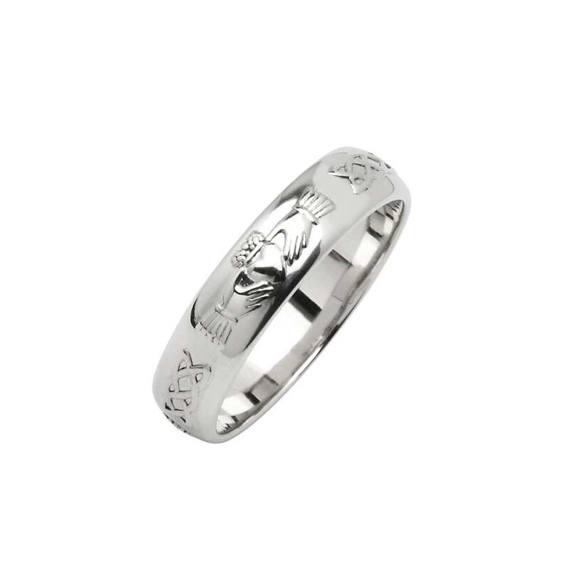 Ladies Sterling Silver Domed Corrib Claddagh Wedding Ring