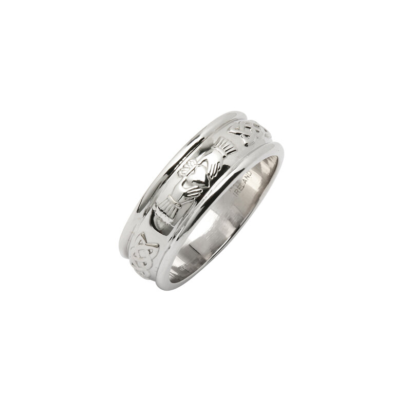 Ladies Sterling Silver 6.5 mm Corrib Claddagh Wedding Ring