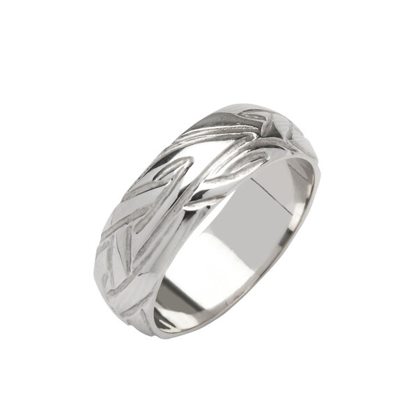 Men's Wide Sterling Silver Celtic Livia Wedding Ring