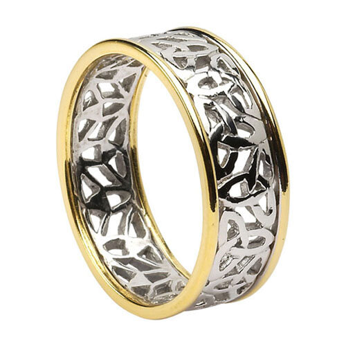 Men's Sterling Silver Trinity Knot Wedding Ring with 10K Trim