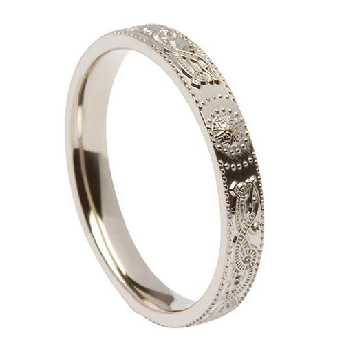 Sterling Silver Narrow Celtic Warrior Shield Wedding Ring Comfort Fit
