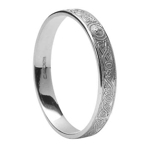 Sterling Silver Narrow Celtic Warrior Shield Wedding Ring