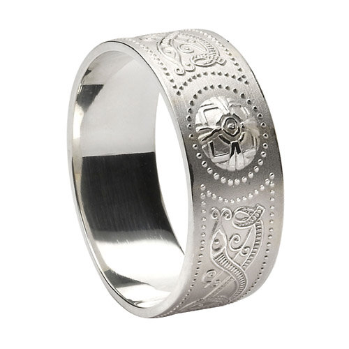 Sterling Silver 9.2 mm Celtic Warrior Shield Wedding Ring