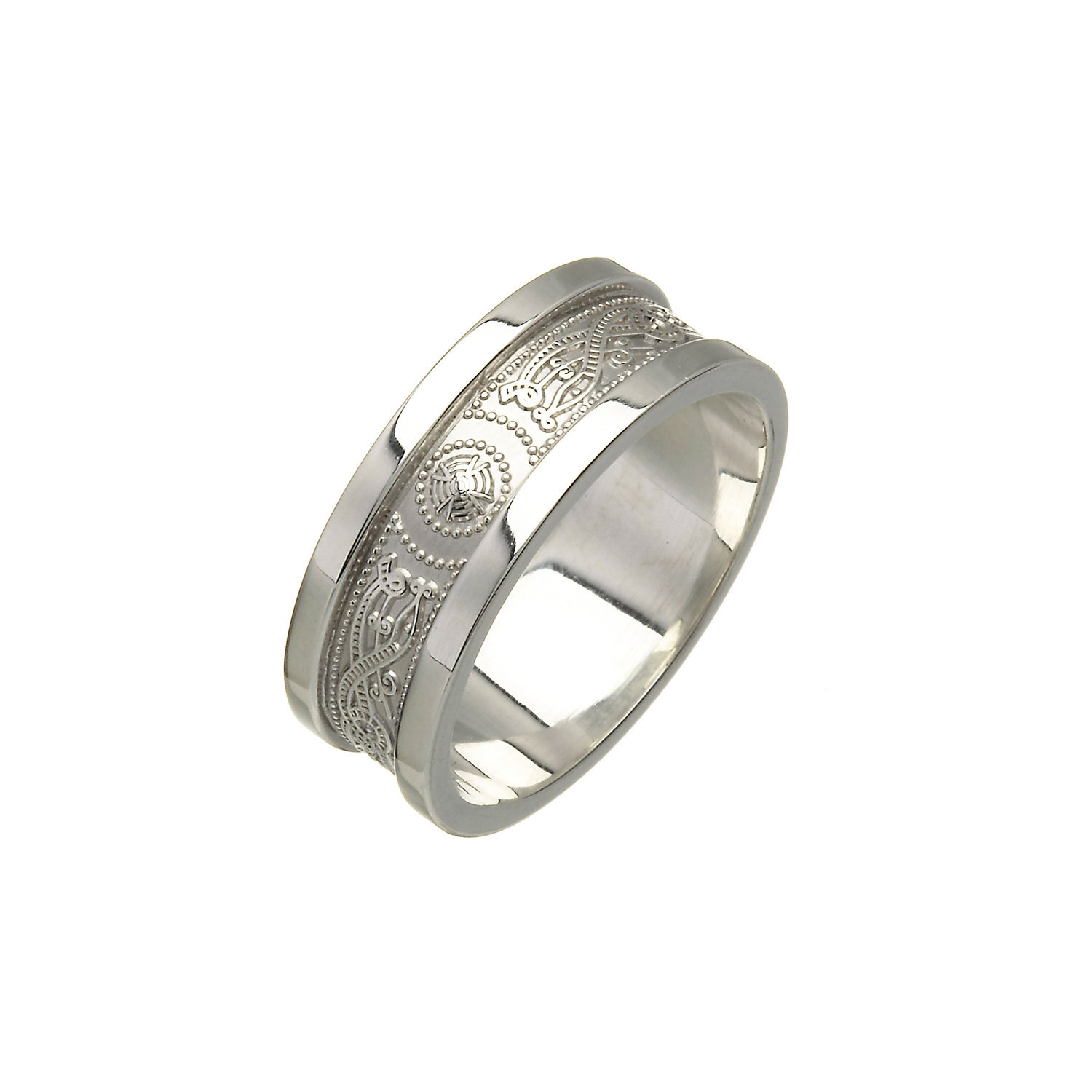 Celtic An Ri Wedding Band with Wide Trim