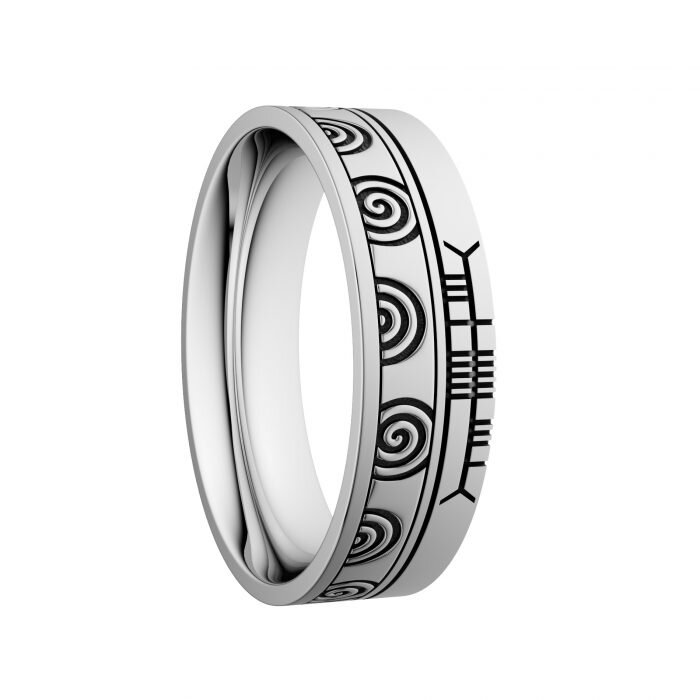 White Gold Celtic Ring crafted by Claddagh Ring Jewelry in Ireland.